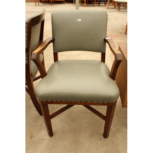 2640 - A PAIR OF MID 20TH CENTURY BEECH ELBOW CHAIRS