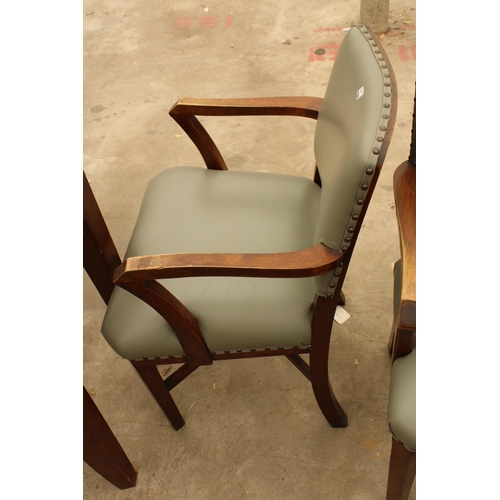 2640 - A PAIR OF MID 20TH CENTURY BEECH ELBOW CHAIRS