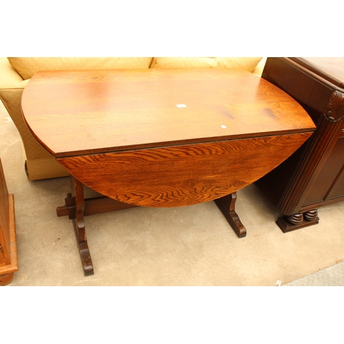 2644 - AN OAK DROP-LEAF DINING TABLE, 48