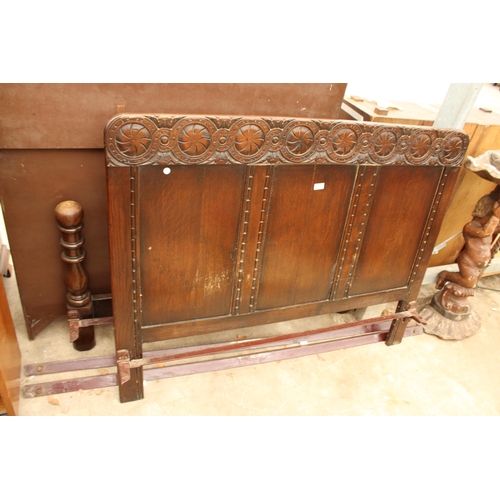 2708 - AN OAK JACOBEAN STYLE 4'6