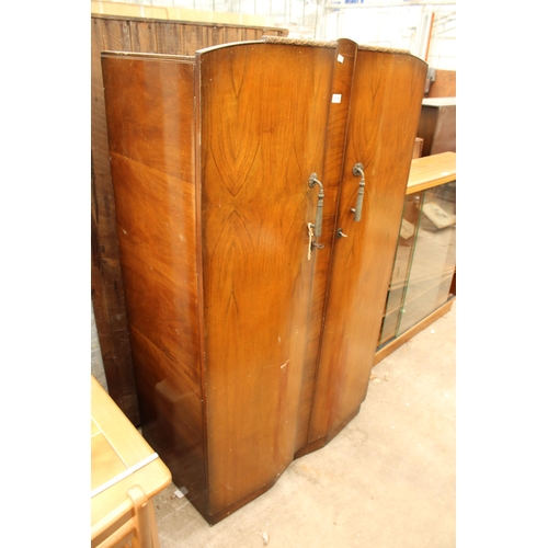 2710 - A MID 20TH CENTURY SHRAGER WALNUT TWO DOOR WARDROBE, 36