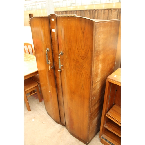 2710 - A MID 20TH CENTURY SHRAGER WALNUT TWO DOOR WARDROBE, 36