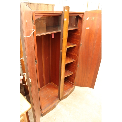 2710 - A MID 20TH CENTURY SHRAGER WALNUT TWO DOOR WARDROBE, 36