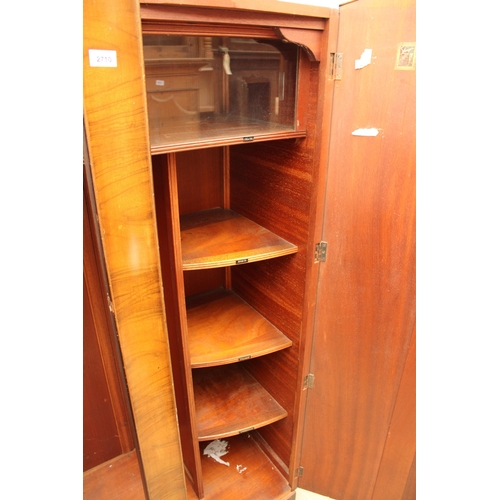 2710 - A MID 20TH CENTURY SHRAGER WALNUT TWO DOOR WARDROBE, 36