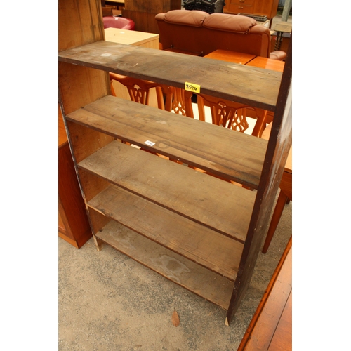 2748 - AN OPEN OAK AND PINE SEVEN TIER DISPLAY SHELF, 36