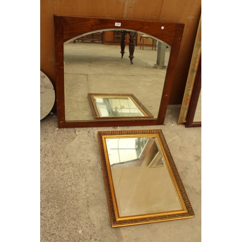 2824 - A GILT FRAMED BEVEL EDGE WALL MIRROR, 30