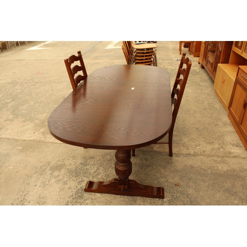 2832 - AN OAK DOUBLE PEDESTAL DINING TABLE, 68