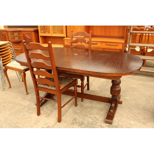 2832 - AN OAK DOUBLE PEDESTAL DINING TABLE, 68