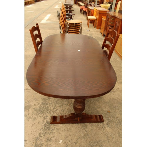 2832 - AN OAK DOUBLE PEDESTAL DINING TABLE, 68