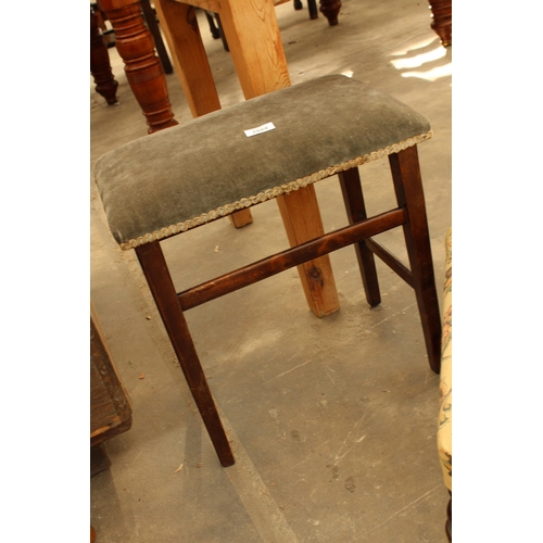 2868 - A SMALL OAK FRAMED STOOL AND LATER BEECH STOOL