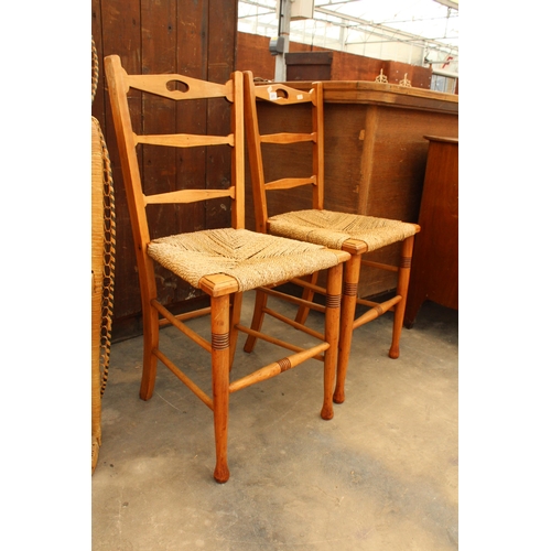 2871 - A PAIR OF EDWARDIAN BEDROOM CHAIRS AND AN ADJUSTABLE PIANO STOOL