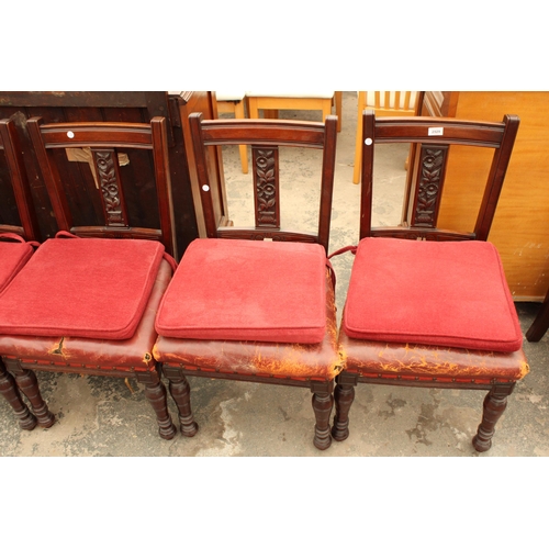 2929 - A SET OF SIX LATE VICTORIAN MAHOGANY PARLOUR CHAIRS ON TURNED FRONT LEGS