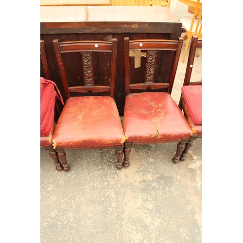 2929 - A SET OF SIX LATE VICTORIAN MAHOGANY PARLOUR CHAIRS ON TURNED FRONT LEGS