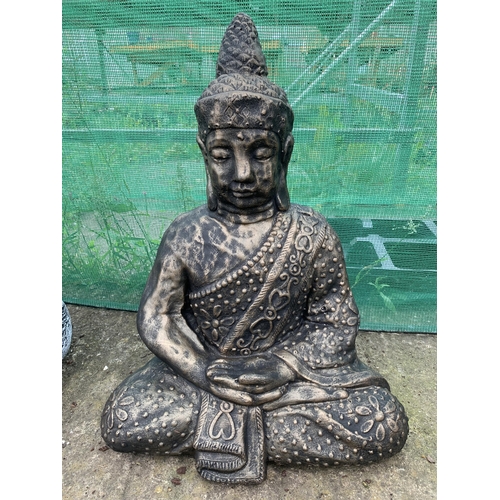 31 - ONE SITTING BUDDHA CONCRETE GARDEN ORNAMENT 45CM IN HEIGHT PLUS VAT