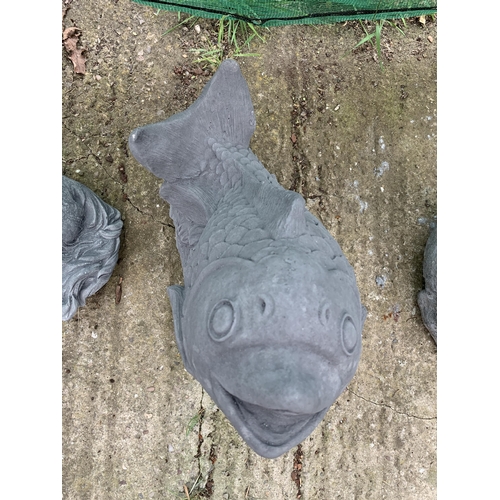 38 - ONE CARP CONCRETE GARDEN ORNAMENT APPROX 38CM IN HEIGHT PLUS VAT