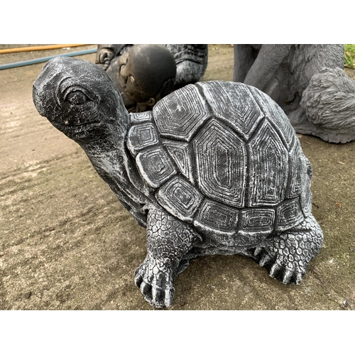 69 - ONE SMALL TORTOISE CONCRETE GARDEN ORNAMENT APPROX 30CM IN LENGTH AND 23CM IN HEIGHT PLUS VAT