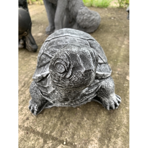 69 - ONE SMALL TORTOISE CONCRETE GARDEN ORNAMENT APPROX 30CM IN LENGTH AND 23CM IN HEIGHT PLUS VAT