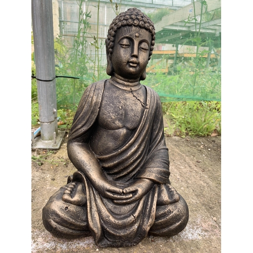 73 - ONE SEATED BUDDHA CONCRETE GARDEN ORNAMENT APPROX 38CM IN HEIGHT PLUS VAT