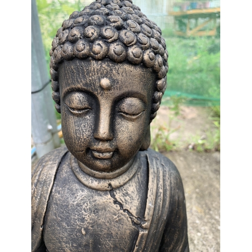 73 - ONE SEATED BUDDHA CONCRETE GARDEN ORNAMENT APPROX 38CM IN HEIGHT PLUS VAT