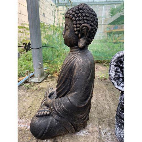 73 - ONE SEATED BUDDHA CONCRETE GARDEN ORNAMENT APPROX 38CM IN HEIGHT PLUS VAT