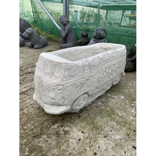 74 - ONE LARGE VW CAMPERVAN CONCRETE GARDEN PLANTER APPROX 80CM IN LENGTH PLUS VAT