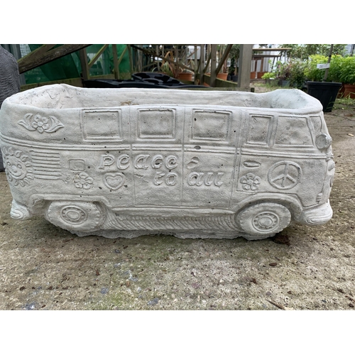 74 - ONE LARGE VW CAMPERVAN CONCRETE GARDEN PLANTER APPROX 80CM IN LENGTH PLUS VAT