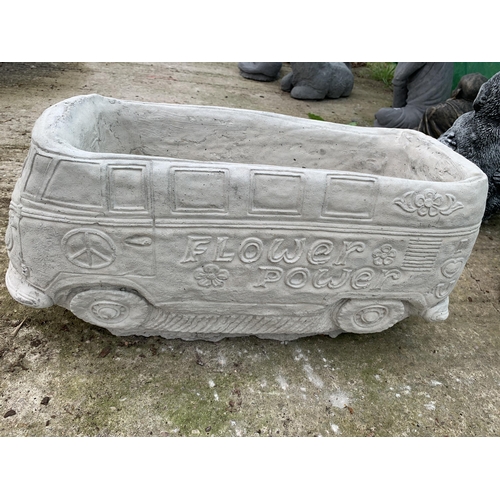 74 - ONE LARGE VW CAMPERVAN CONCRETE GARDEN PLANTER APPROX 80CM IN LENGTH PLUS VAT