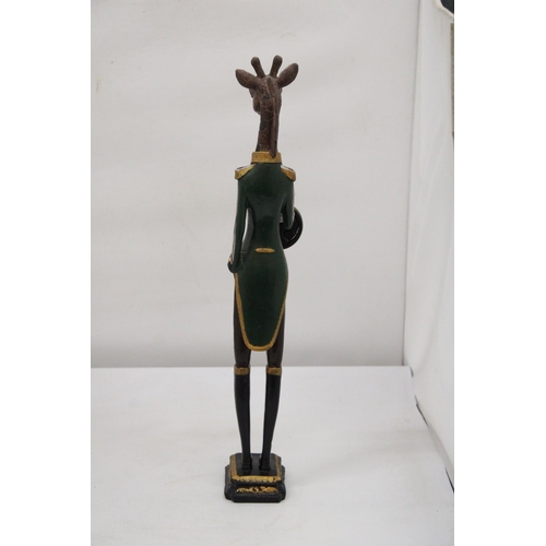 215 - A GISELA GRAHAM, GENTLEMAN GIRAFFE WITH A POCKET WATCH, HEIGHT 50CM