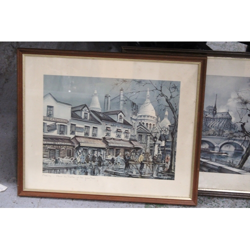 320 - TWO FRAMED PARIS RELATED PRINTS TO INCLUDE NOTRE DAME AND PLACE DU TERTRE