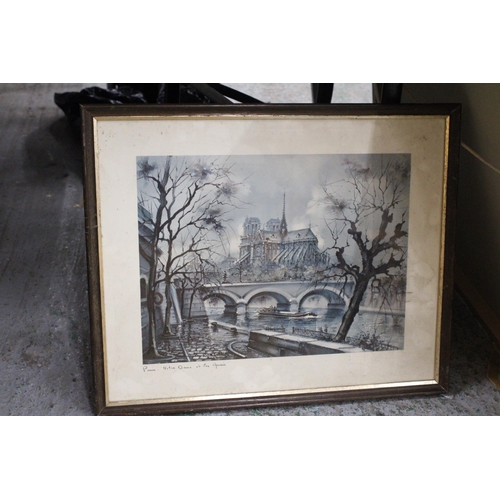 320 - TWO FRAMED PARIS RELATED PRINTS TO INCLUDE NOTRE DAME AND PLACE DU TERTRE