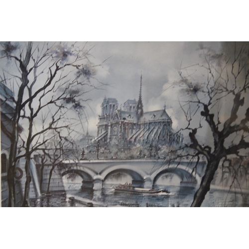 320 - TWO FRAMED PARIS RELATED PRINTS TO INCLUDE NOTRE DAME AND PLACE DU TERTRE