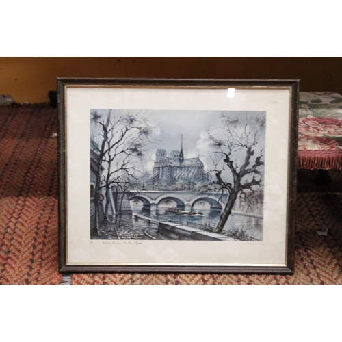 320 - TWO FRAMED PARIS RELATED PRINTS TO INCLUDE NOTRE DAME AND PLACE DU TERTRE