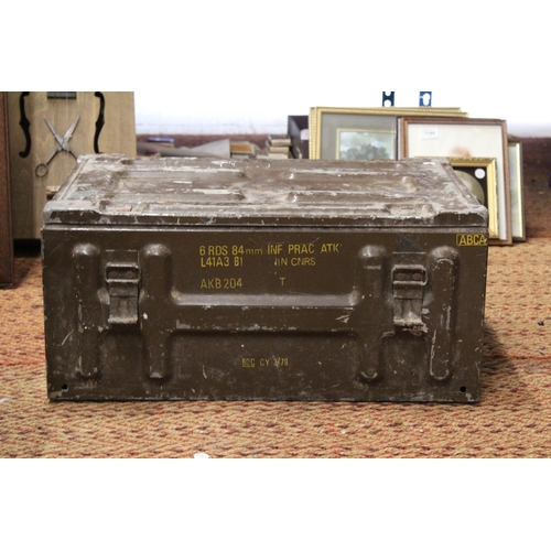 322 - A VERY LARGE ALUMINIUM CHEST, WIDTH 60CM, HEIGHT 29CM, DEPTH 39CM