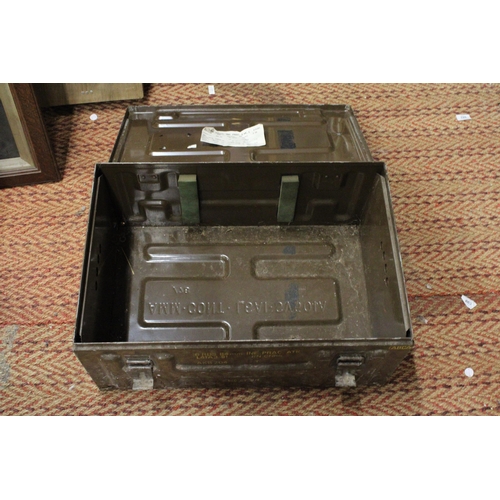 322 - A VERY LARGE ALUMINIUM CHEST, WIDTH 60CM, HEIGHT 29CM, DEPTH 39CM