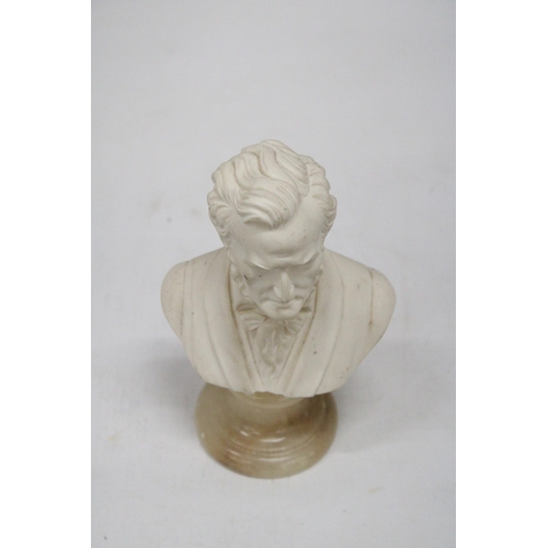 157 - A BUST OF GERMAN COMPOSER WAGNER ON MARBLE PLINTH