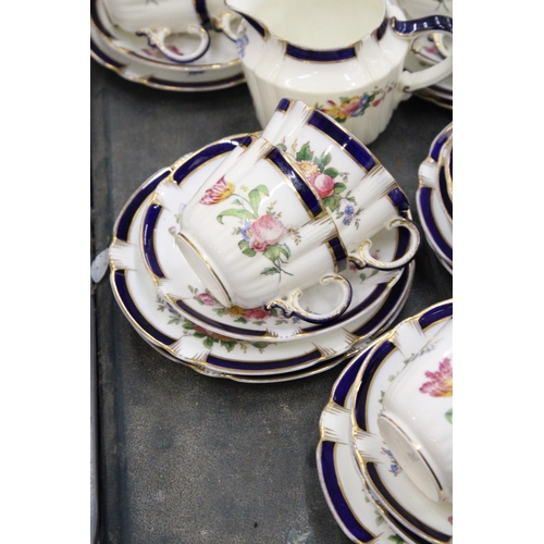 181 - A GEORGE JONES CRESCENT WARE TEA SET TO INCLUDE A CREAM JUG, SUGAR BOWL, CUPS, SAUCERS AND SIDE PLAT... 