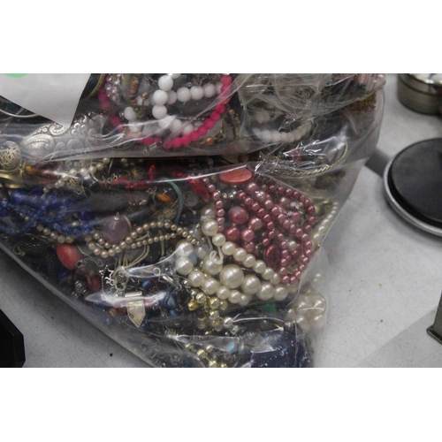 237 - AN 11 KG BAG OF VINTAGE COSTUME JEWELLERY