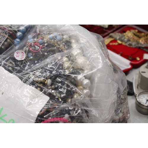 237 - AN 11 KG BAG OF VINTAGE COSTUME JEWELLERY