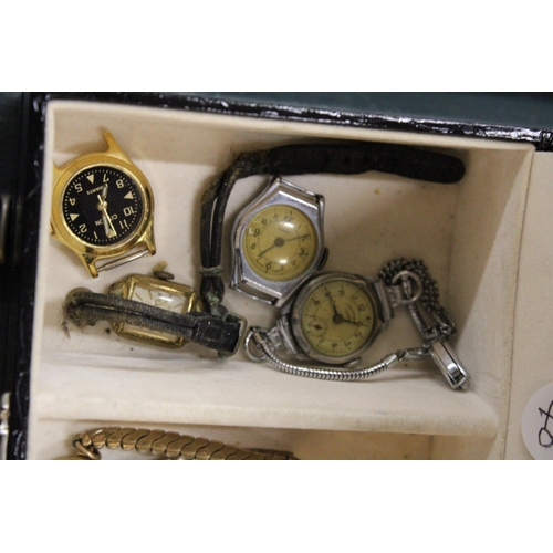 285 - TEN VINTAGE MECHANICAL WATCHES AND A BOX