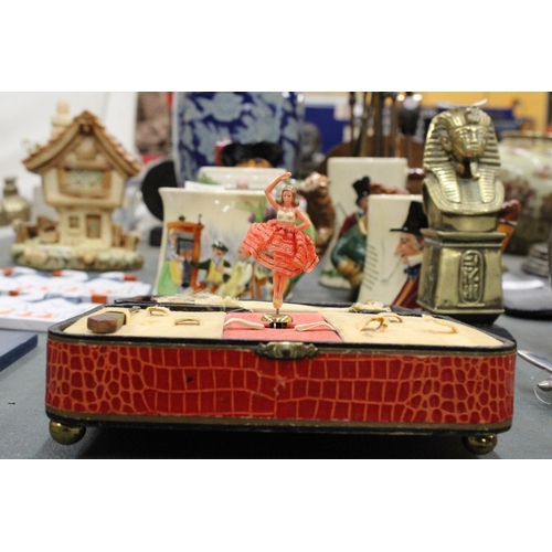 296 - A 1950'S, SWISS MADE MUSICAL JEWELLERY BOX WITH BALLERINA FIGURE