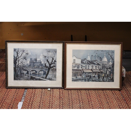 320 - TWO FRAMED PARIS RELATED PRINTS TO INCLUDE NOTRE DAME AND PLACE DU TERTRE