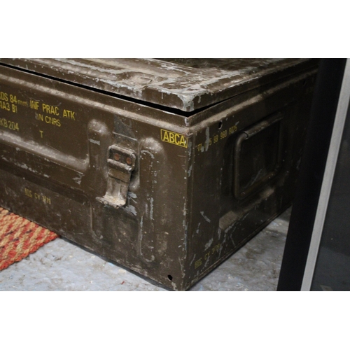 322 - A VERY LARGE ALUMINIUM CHEST, WIDTH 60CM, HEIGHT 29CM, DEPTH 39CM