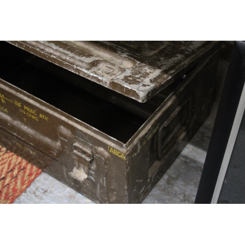 322 - A VERY LARGE ALUMINIUM CHEST, WIDTH 60CM, HEIGHT 29CM, DEPTH 39CM