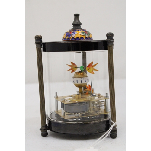 10 - A MECHANICAL FISH CLOCK WITH CLOISONNE FINIAL