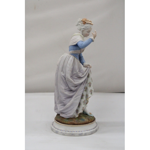 101 - A CONTINENTAL FIGURE OF A LADY IN PERIOD DRESS - APPROX 41 CM