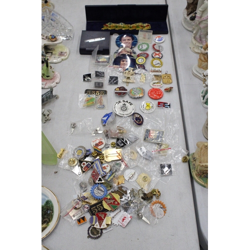 124 - A LARGE QUANTITY OF BADGES TO INCLUDE PLACES, PEOPLE, ORGANISATIONS, ETC.,