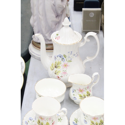 131 - A RICHMOND WILD ANEMONE COFFEE SET TO INCLUDE COFFEEPOT, SIX COFFEE CUPS AND SAUCERS (ONE CUP A/F), ... 