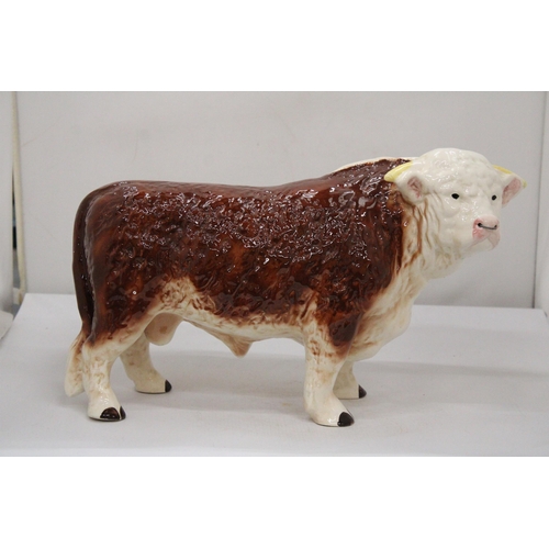 21 - A LARGE PORCELAIN BUTCHERS SHOP DISPLAY BULL WITH NOSE RING