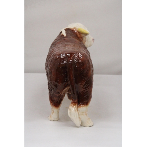 21 - A LARGE PORCELAIN BUTCHERS SHOP DISPLAY BULL WITH NOSE RING