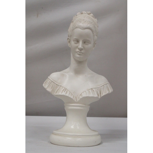 33 - AN ALABASTER MANON LESCAUT BUST - APPROX 39 CM